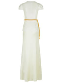 Self Portrait 'Taffeta' Cream Polyester Dress