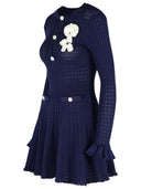 Self Portrait 'Crochet' Dress In Blue Viscose Blend