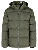 Burberry 'Bideford' Green Polyester Down Jacket With Detachable Sleeves