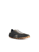 Maison Margiela sneakers in gewatteerde stof en donkergroen suede