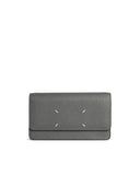 Maison Margiela 'Four Stitches' lommebok med kjede i Pebble Grey Lear