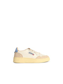 Autry 'Medalist Low' White and Light Blue Lear Sneakers
