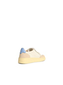 Autry 'Medalist Low' White and Light Blue Lear Sneakers