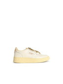 Autry 'Medalist Low' White and Gold Lear Sneakers