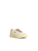 Autry 'Medalist Low' White and Gold Lear Sneakers