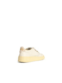 Autry 'Medalist Low' White and Gold Lear Sneakers