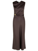 Lou Lou Studio Draped Brown Silk 'Roan' Dress