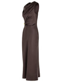 Lou Lou Studio Draped Brown Silk 'Roan' Dress