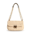 Michael Michael Kors Tribeca 'schoudertas in lichte crème gevlochten Lear