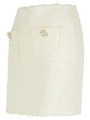 Selvportrett 'Boucle' Cream Cotton Blend Miniskirt