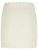 Selvportrett 'Boucle' Cream Cotton Blend Miniskirt