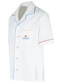 Casablanca Short Sleeved Shirt In Jacquard Cotton Blend Terry Cloth With White Monogram