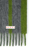 Marni Grey Mohair Blend Scarf With Fringes