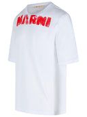 Marni White Cotton T Shirt With Maxi 'Marni' Print