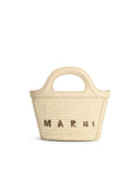 Micro Bag de Marni Tropicalia en tela de efecto de marfil y raffia
