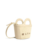 Micro Bag de Marni Tropicalia en tela de efecto de marfil y raffia