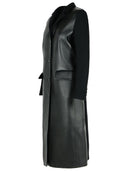 Marni Black Lear And Virgin Wool Coat