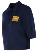 Marni Polo Sweater In Dark Blue Cashmere With 'Marni' Application