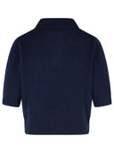 Marni Polo Sweater In Dark Blue Cashmere With 'Marni' Application