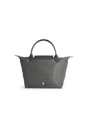 Longchamp Bag With 'S Le Pliage Green' Handle In Graphite Recycled Tela