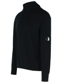 C.P. Company 'Lens' Black Virgin Wool Blend Turtleneck Sweater