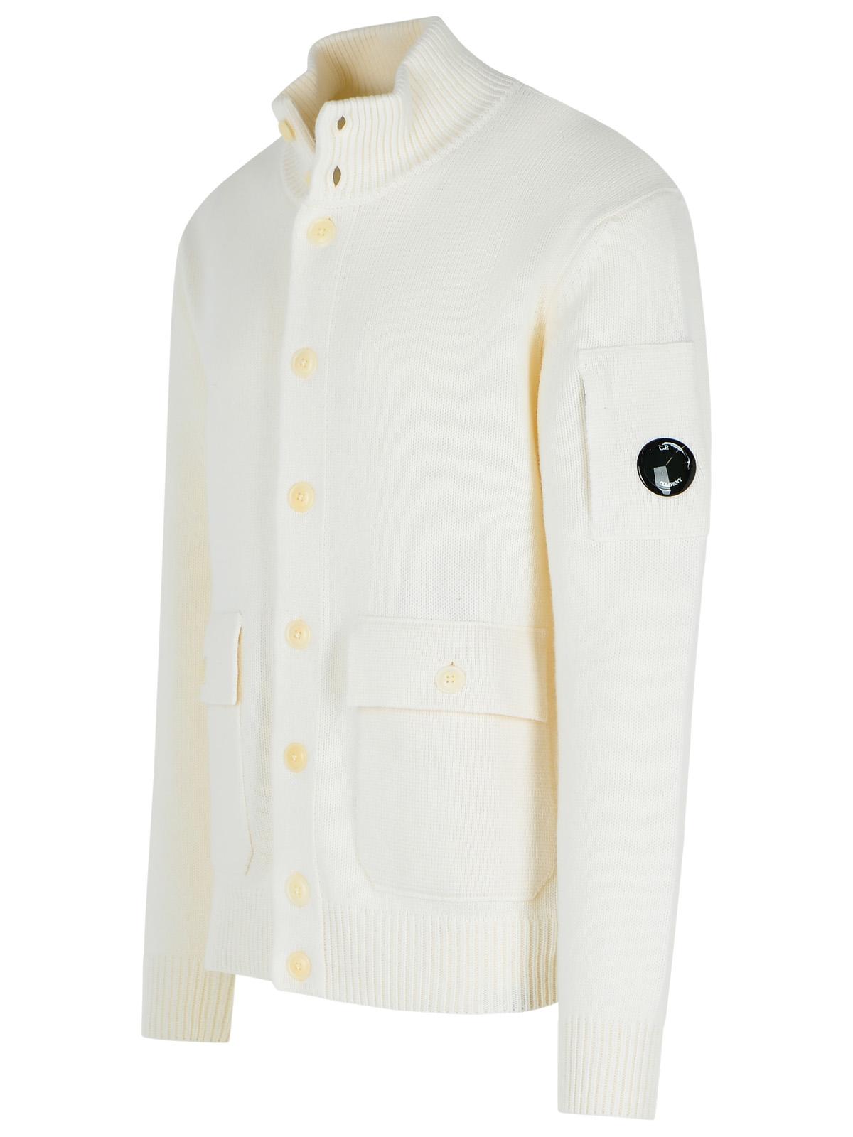 C.P. Company 'Grs' White Wool Blend Sweater