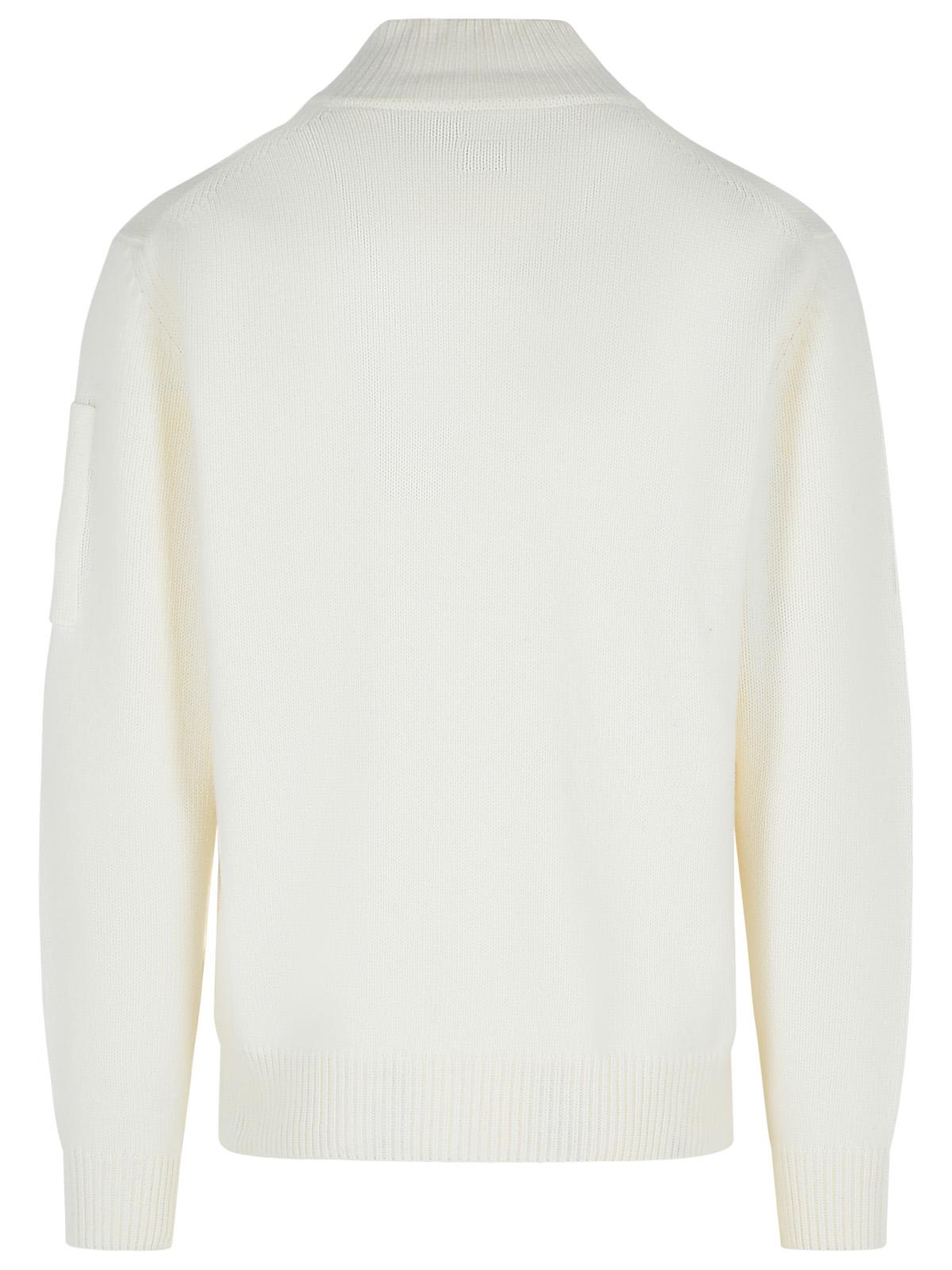 C.P. Company 'Grs' White Wool Blend Sweater