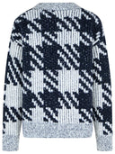 Dries Van Noten White And Navy 'Macao' Wool And Alpaca Sweater