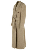 Golden Goose Double Breasted Coat In Beige Wool Blend