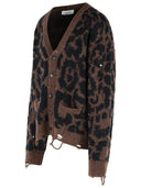 Laneus 'Leopard Jacquard' Cardigan In A Spotted Merino Wool Blend