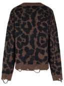 Laneus 'Leopard Jacquard' Cardigan In A Spotted Merino Wool Blend