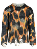 Laneus gevlekte 'Leopard Destroyed' baby-alpacamix trui