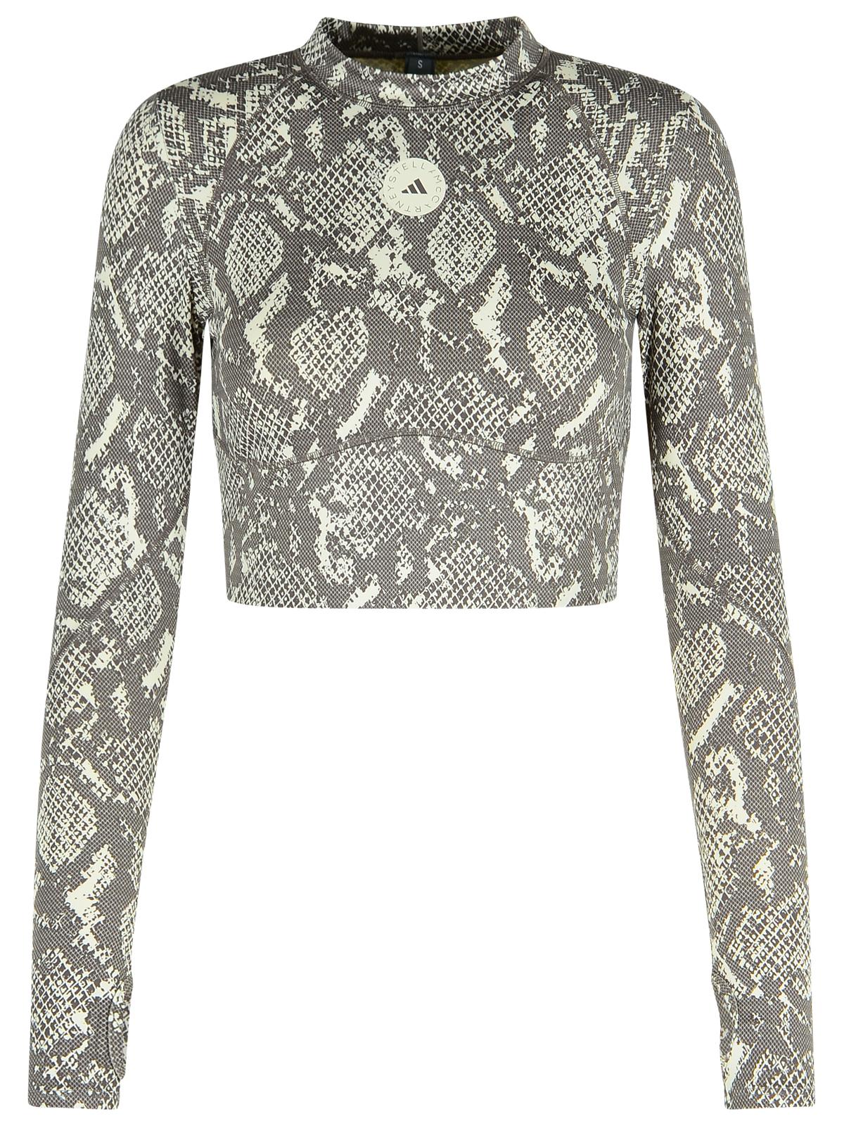 Adidas By Stella Mccartney Snake Print 'Crop' Polyester Blend Sweater