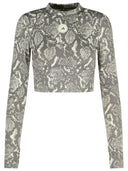 Adidas By Stella Mccartney Snake Print 'Crop' Polyester Blend Sweater