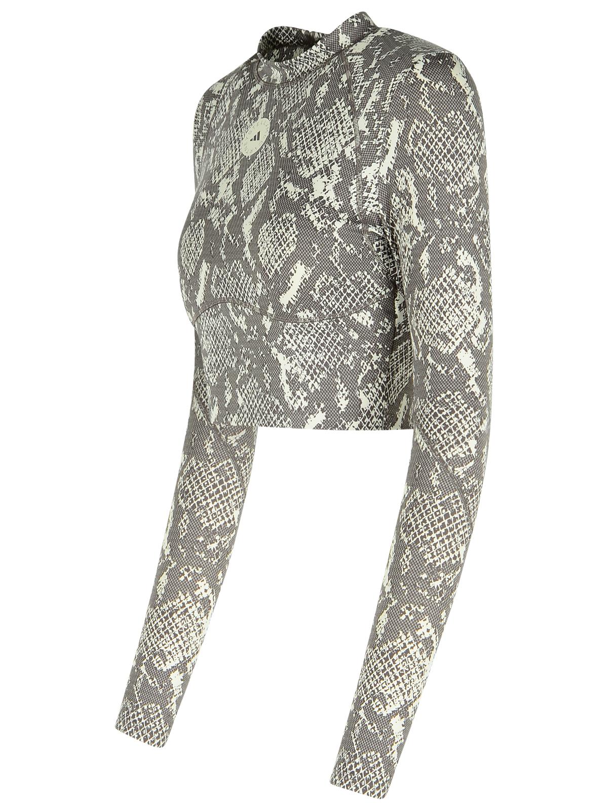 Adidas By Stella Mccartney Snake Print 'Crop' Polyester Blend Sweater