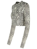 Adidas By Stella Mccartney Snake Print 'Crop' Polyester Blend Sweater