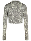 Adidas By Stella Mccartney Snake Print 'Crop' Polyester Blend Sweater