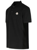 Moncler Black Cotton Polo Shirt In Black 'Piquet' Cotton