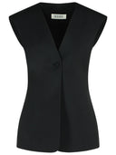 Róhe Blusa sin mangas en Black Virgin Wool Blend