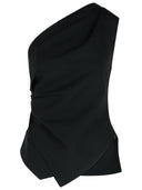 Róhe One Shoulder Top In Black Viscose Blend