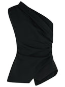 Róhe One Shoulder Top In Black Viscose Blend