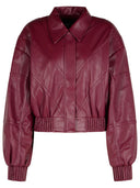 Burgunder Polyester Bomber Jacke drehen