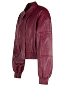 Burgunder Polyester Bomber Jacke drehen