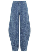 Ruota jeans di cotone blu largo