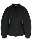 Gire la camisa de poliéster negro