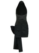 Roteer jurk met boog in zwart polyester