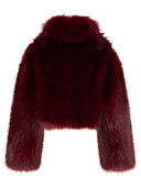 Rotate 'Salia' Burgundy Polyester Faux Fur Coat