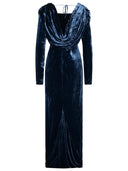 Gire el vestido 'Carlota' en la mezcla de seda azul
