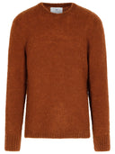 Maglione in misto lana vergine marrone calibro sette