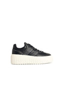 Hogan 'H Stripes' Black Lear Sneakers
